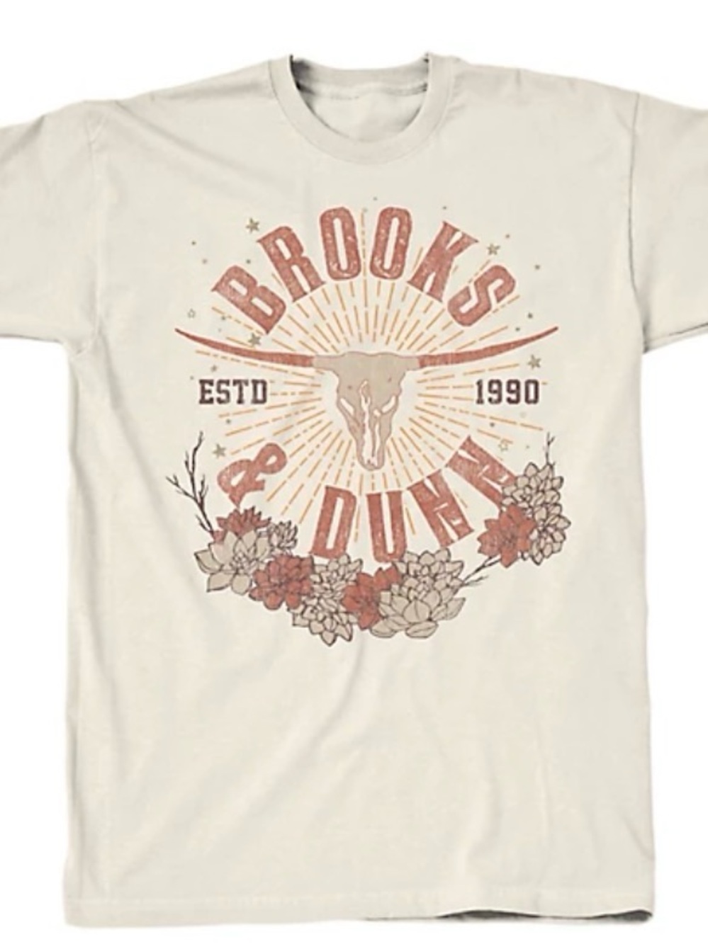 Brooks Cream Short-Sleeve Tee with Rust Graphic and Tan Accents
